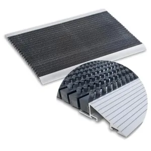 Pres intrare Gri cu peri si profil din aluminiu pentru eliminarea pietrisului 475 x 785 mm  | ABI