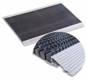Pres intrare Gri cu peri si profil din aluminiu pentru eliminarea pietrisului 575 x 900 mm  | ABI