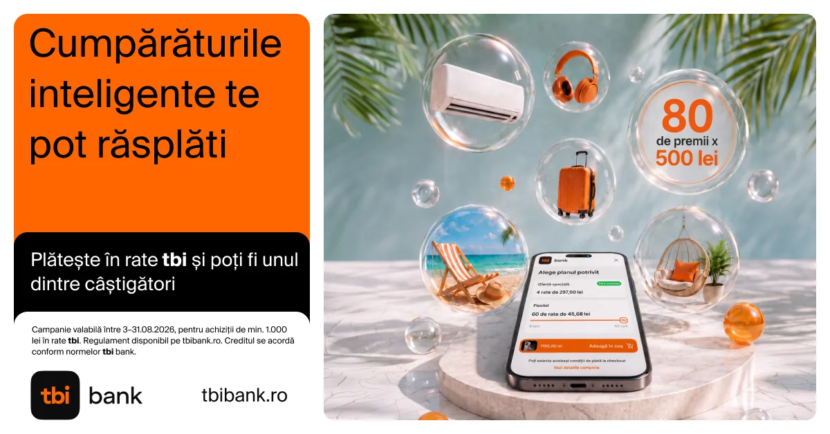 Campania tbi bank: plătește în rate și poți fi unul dintre câștigătorii premiilor de 500 de lei