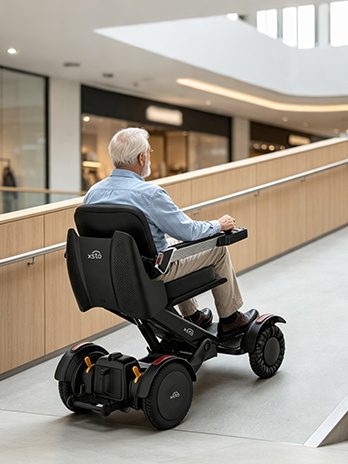 xsto m4 galerie2 Cărucioare electrice pentru scări XSTO - Magazin Online Unilift Serv Scaun electric XSTO M4 într-un spațiu public interior
