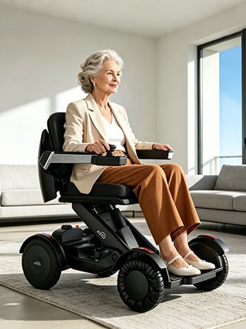 Femeie într-un scaun electric XSTO M4, în sufragerie