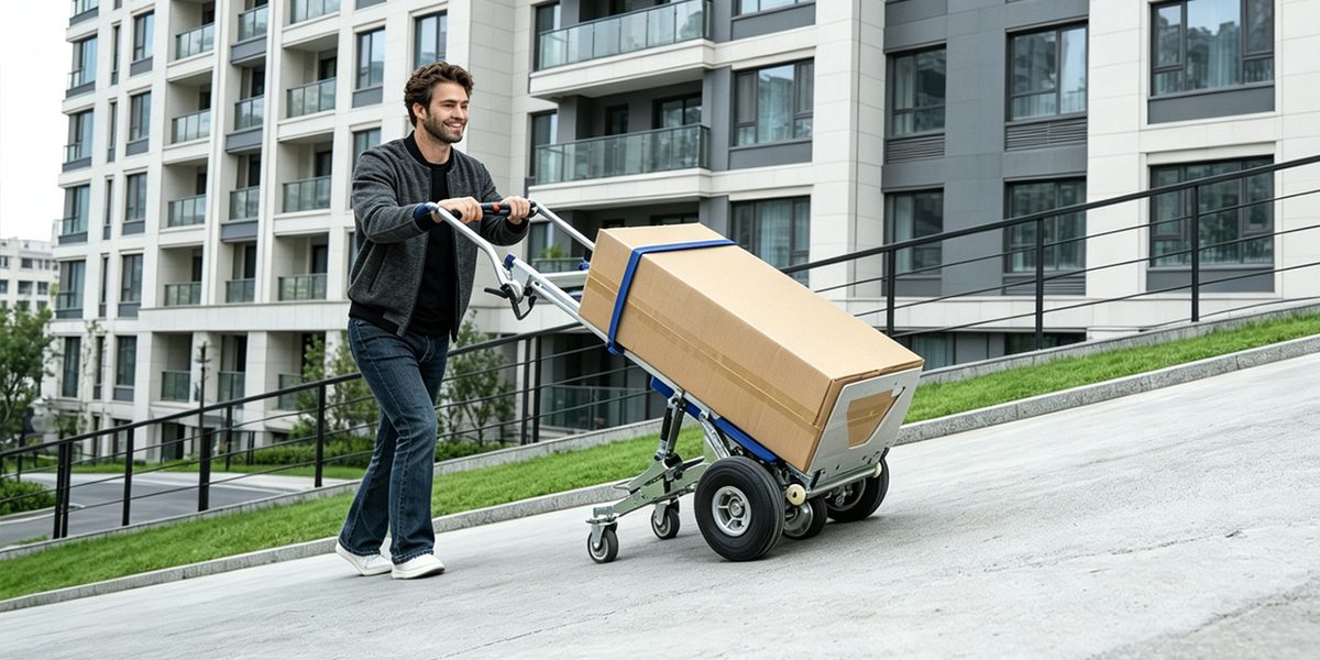 Colet voluminos transportat pe scări exterioare cu sistemul XSTO X-Morph