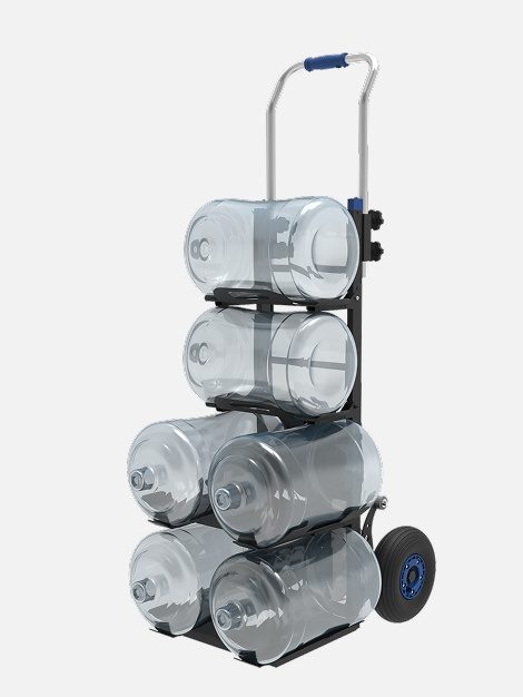 Cărucior electric XSTO ZW4170BC încărcat cu șase bidoane de apă